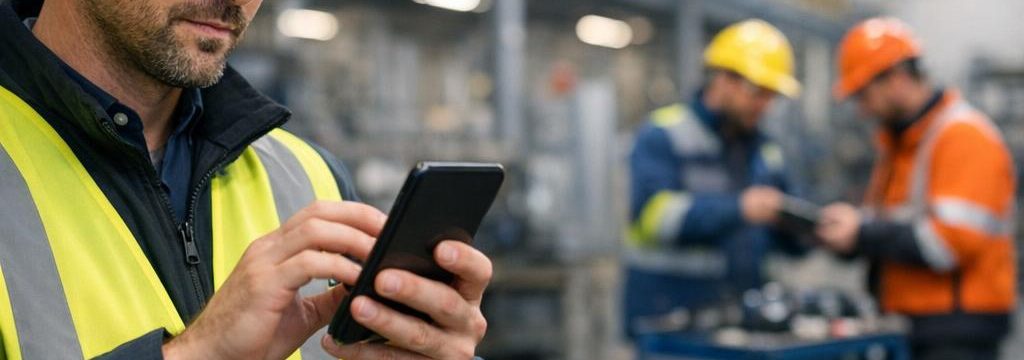 Werkplekinspectie op de werkvloer met mobiele veiligheidsapp